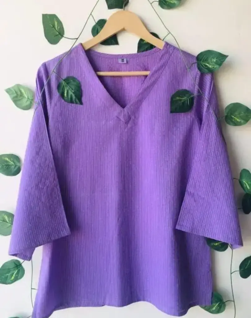 PREMIUM COTTON V NECK TOP IN KATHA STYLE